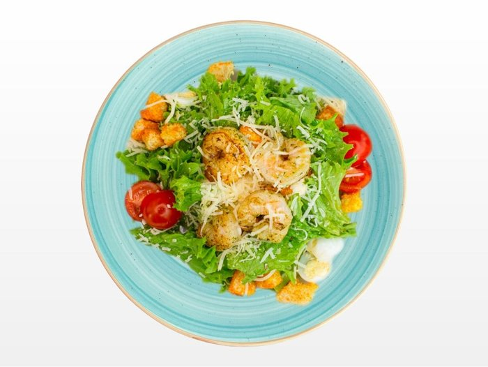 Салат "Цезарь с тигровой креветкой"
